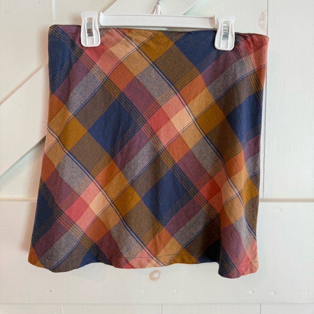 Altar'd State Orange/Blue Plaid Mini A-line Skirt *Fall Picture‎ Ready* Small